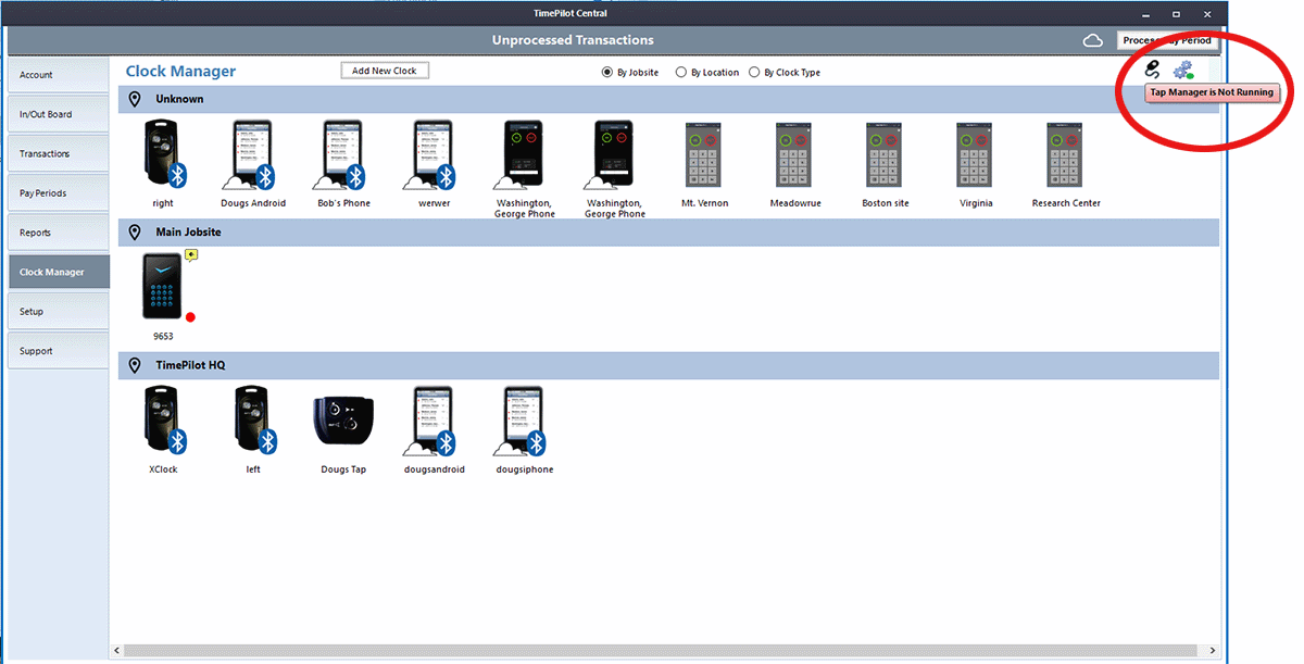Tap Manager isn't running. Tap Manager isn't running.